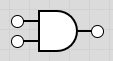 AND gate symbol showing two inputs and one output