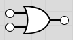 OR gate symbol showing two inputs and one output