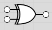 XOR gate symbol showing two inputs and one output