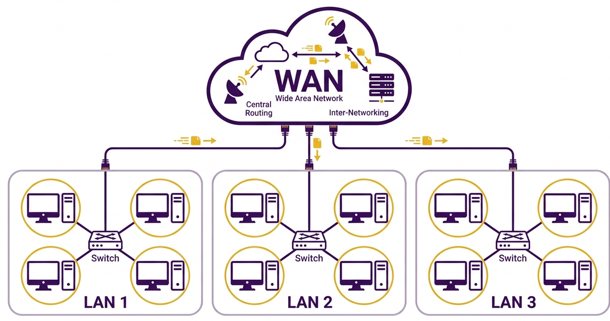 Showing how LANS compare to WANs