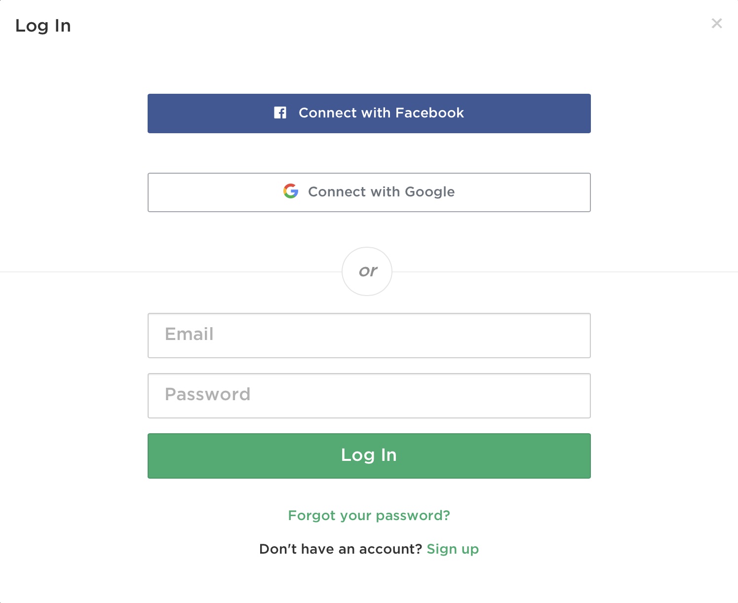 the Zap2it login screen