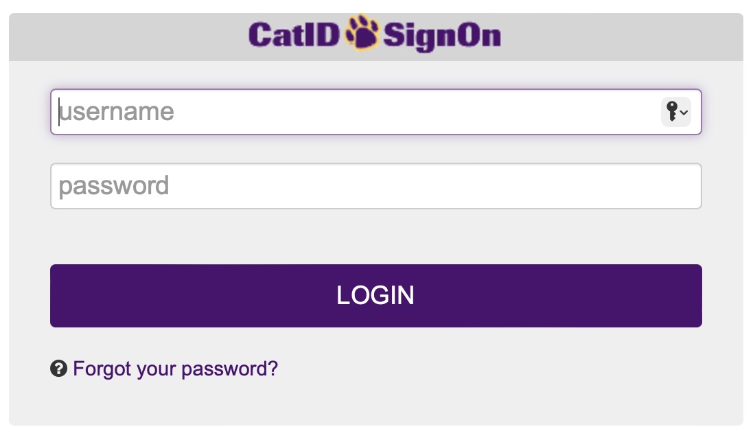screenshot of CatID login page