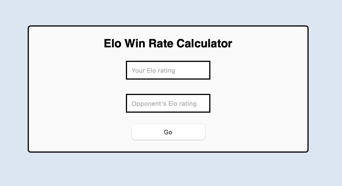 image of the win rating calculator's input form