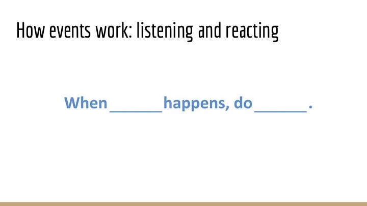 a sentence: When ___ happens, do ___.