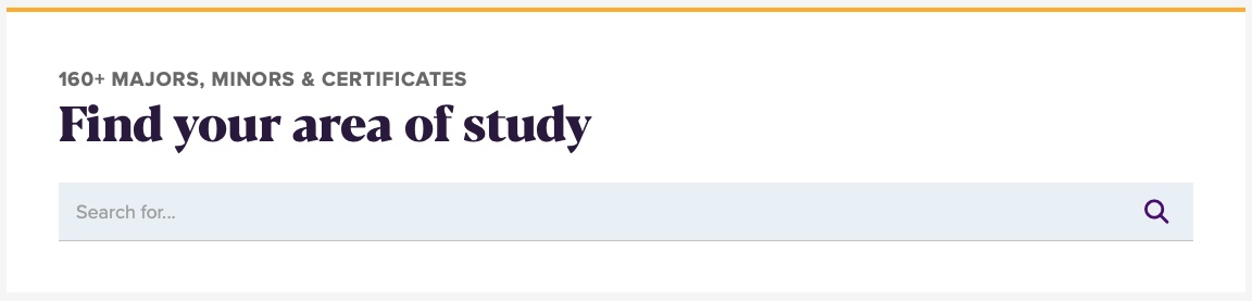 screenshot of the search form on UNI's home page