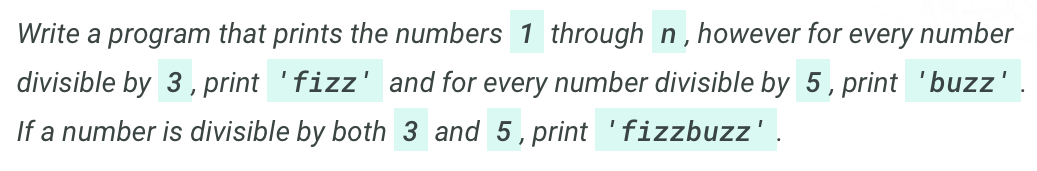 the typical Fizzbuzz assignment