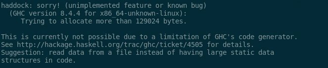 an error message from the Haddock compiler